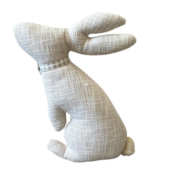 Rachel Ashwell Easter Bunny Rabbit Throw Pillow Beige & White Gingham NEW - Picture 5 of 13